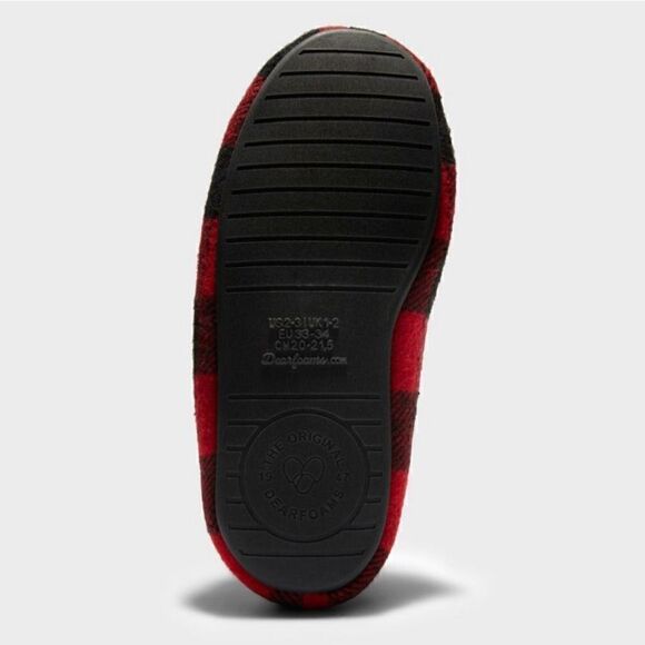 NEW! Dluxe by Dearfoams Braydon
Moccasin Kids Slippers Red Plaid - Picture 5 of 7
